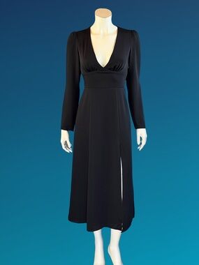 Wilfred Black Deep V Witchy Long Sleeve Maxi Dress